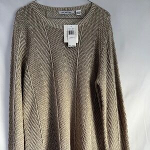 eight eight eight Women's Beige Textured Knit Cotton Sweater XL
